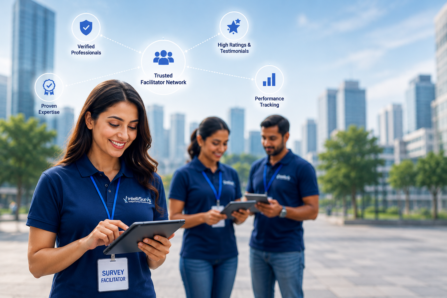 Verified survey facilitators managing professional fieldwork